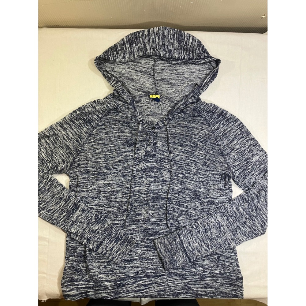 Prince & Fox Womens XL Navy Blue Space‎ Dye Lace Up Hoodie Lightweight Pullover